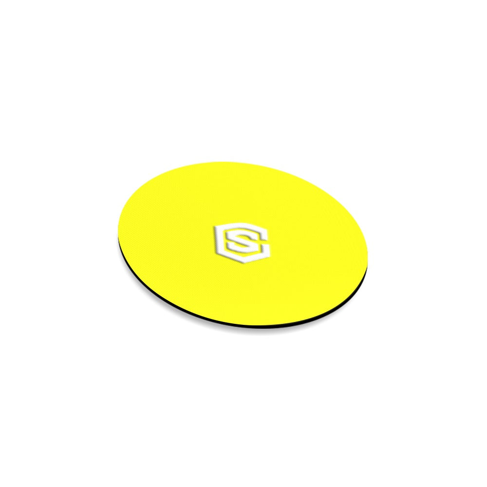 Yellow Round Coaster with White Logo Round Coaster