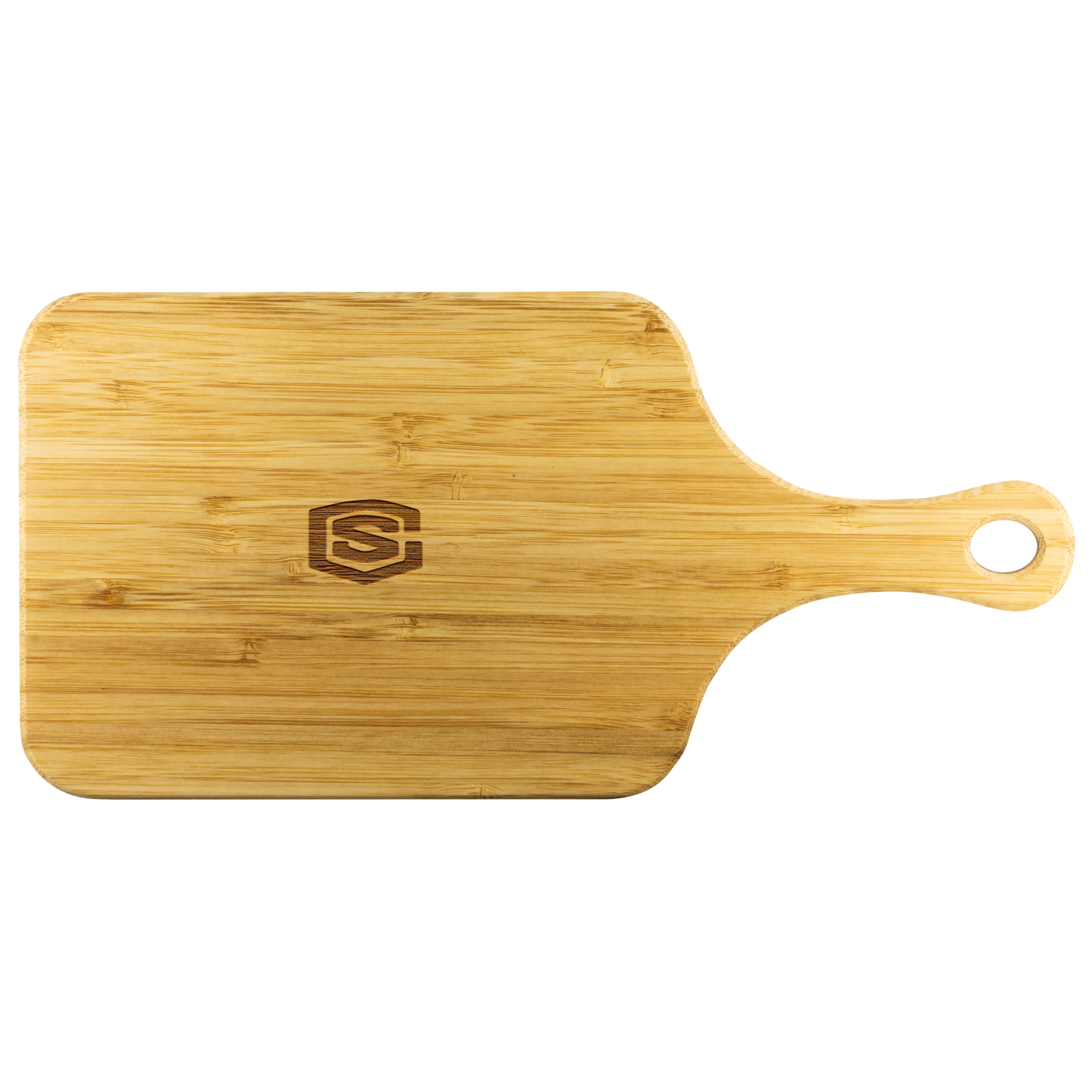 Wood Cutting Board With Handle WITH WHITE LOGO
