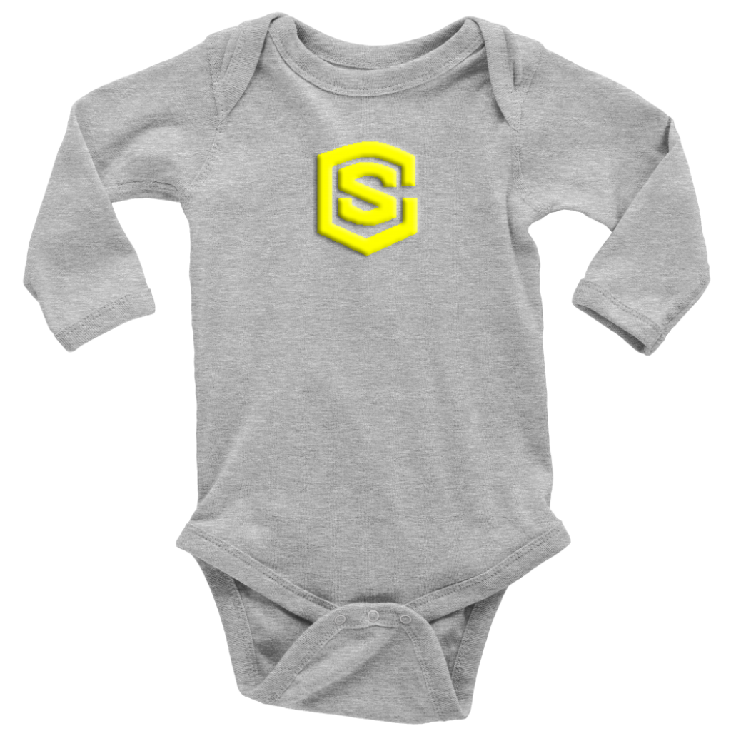 Long Sleeve Baby Bodysuit WITH YELLOW LOGO
