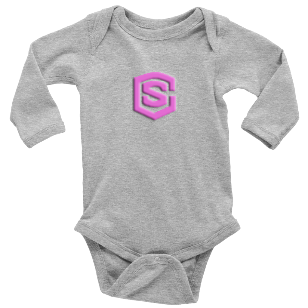 Long Sleeve Baby Bodysuit WITH PINK LOGO