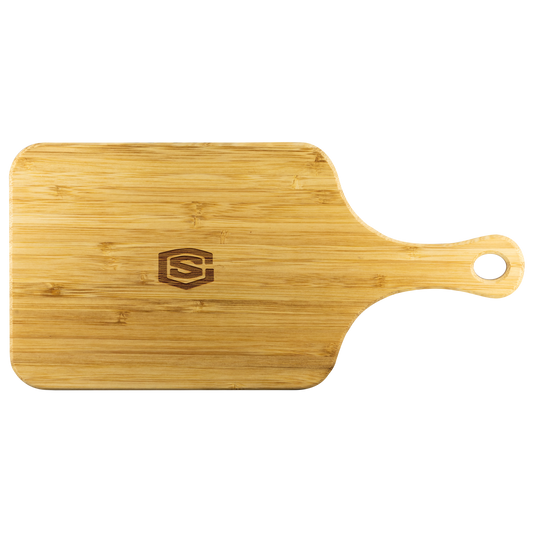 Wood Cutting Board With Handle WITH BLACK LOGO
