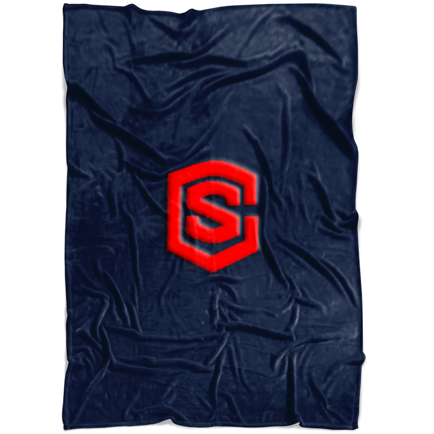 Navy Blue Fleece Blanket Red Logo