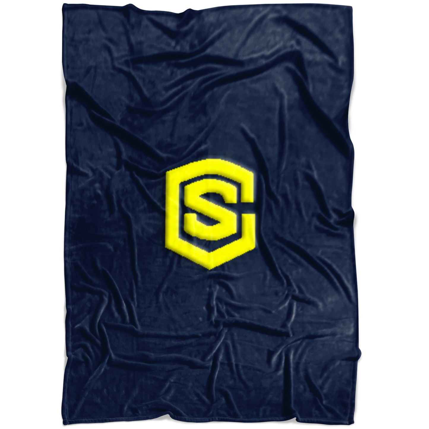 Navy Blue Fleece Blanket Yellow Logo