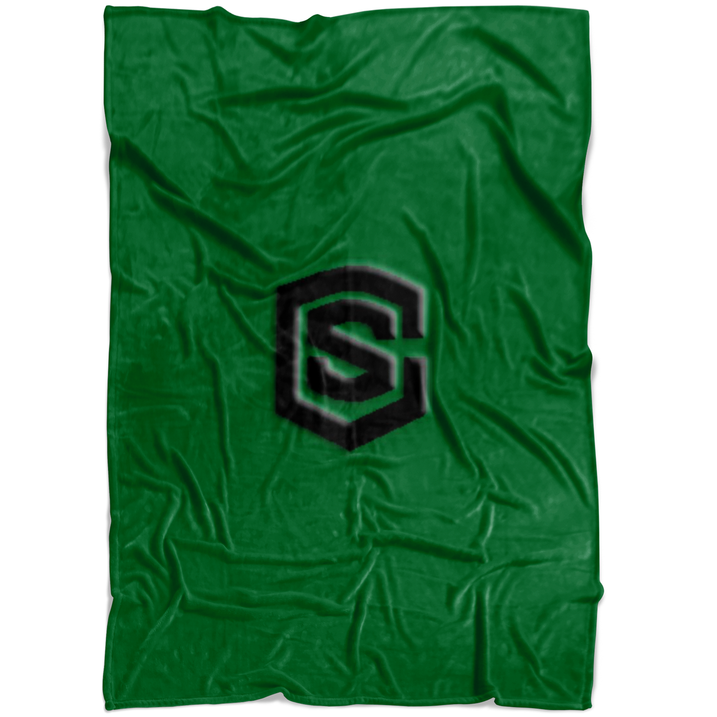 Green Fleece Blanket Black Logo