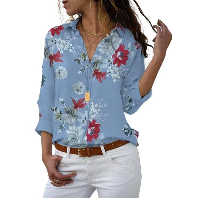 Women Turn-down Collar Blouse