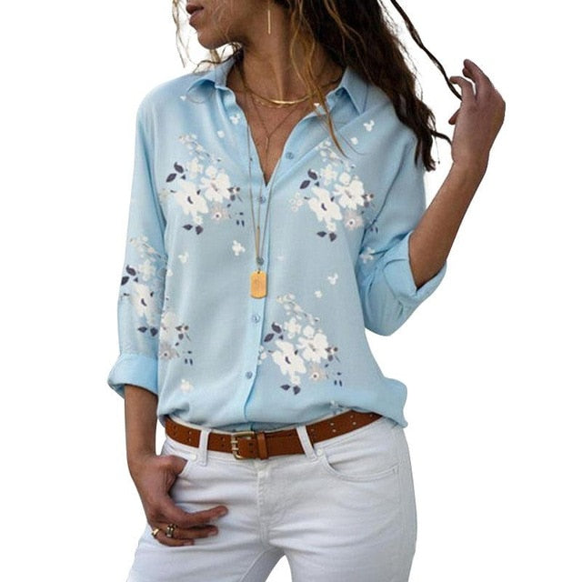 Women Turn-down Collar Blouse