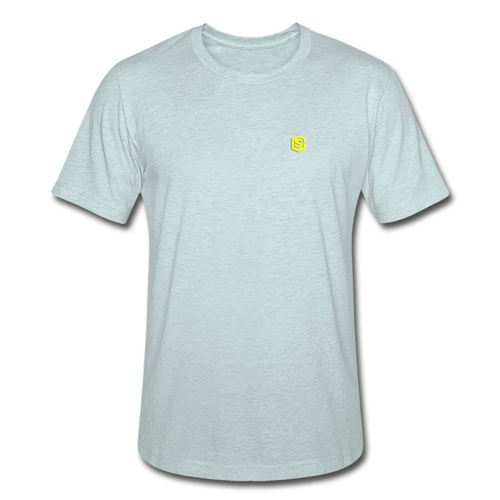 Unisex Heather Prism T-Shirt WITH YELLOW LOGO - heather prism ice blue
