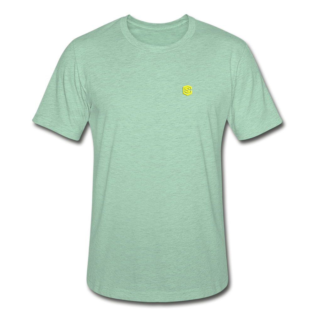 Unisex Heather Prism T-Shirt WITH YELLOW LOGO - heather prism mint