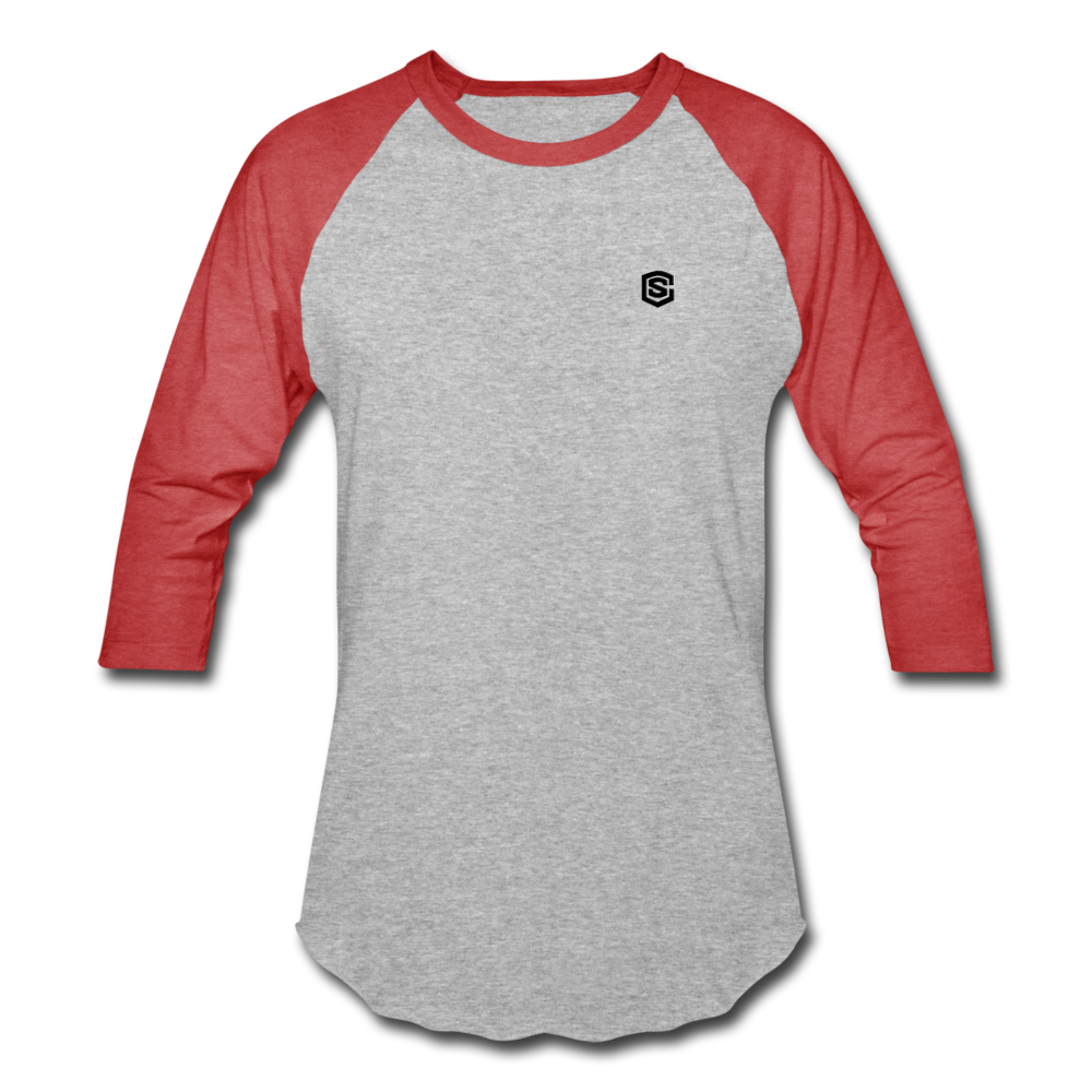 Baseball T-Shirt WITH BLACK LOGO - heather gray/red