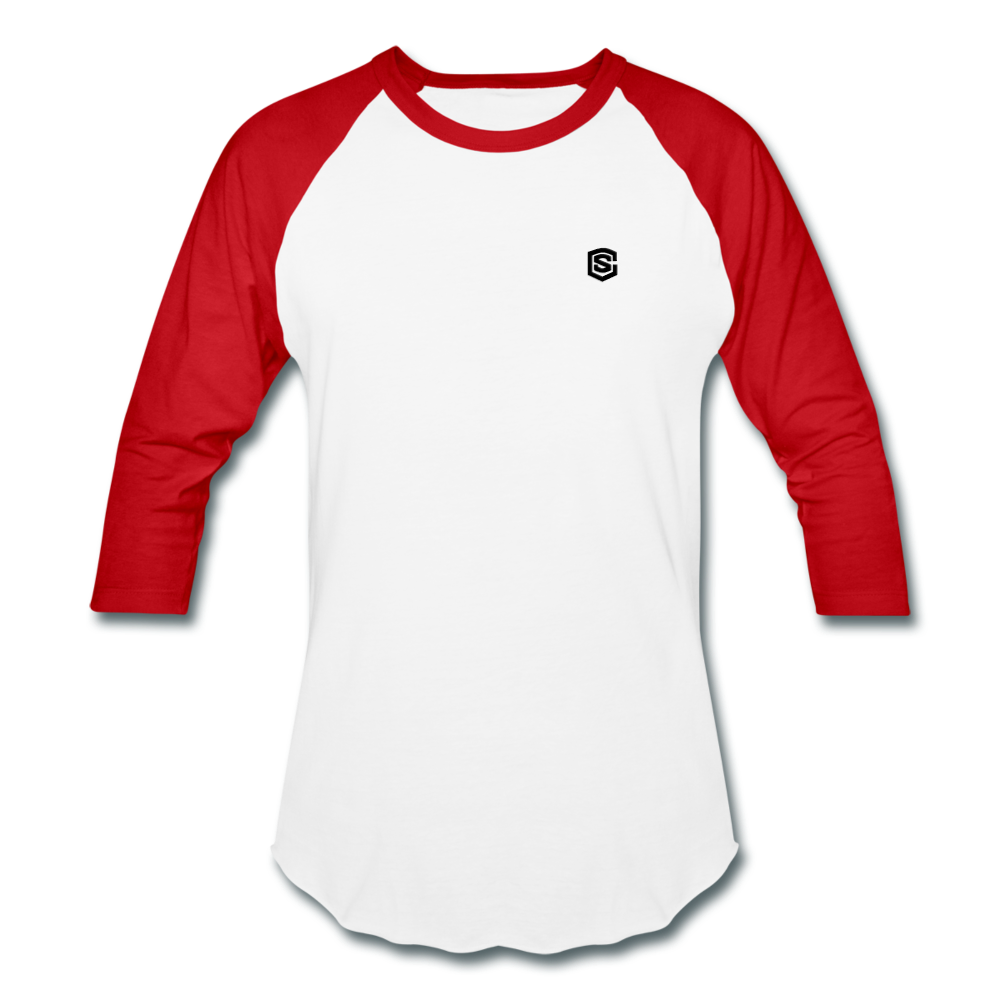 Baseball T-Shirt WITH BLACK LOGO - white/red