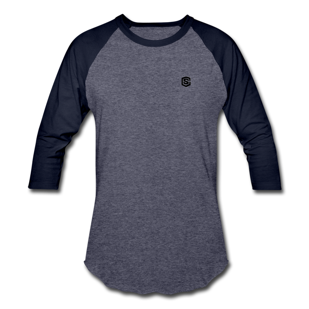 Baseball T-Shirt WITH BLACK LOGO - heather blue/navy
