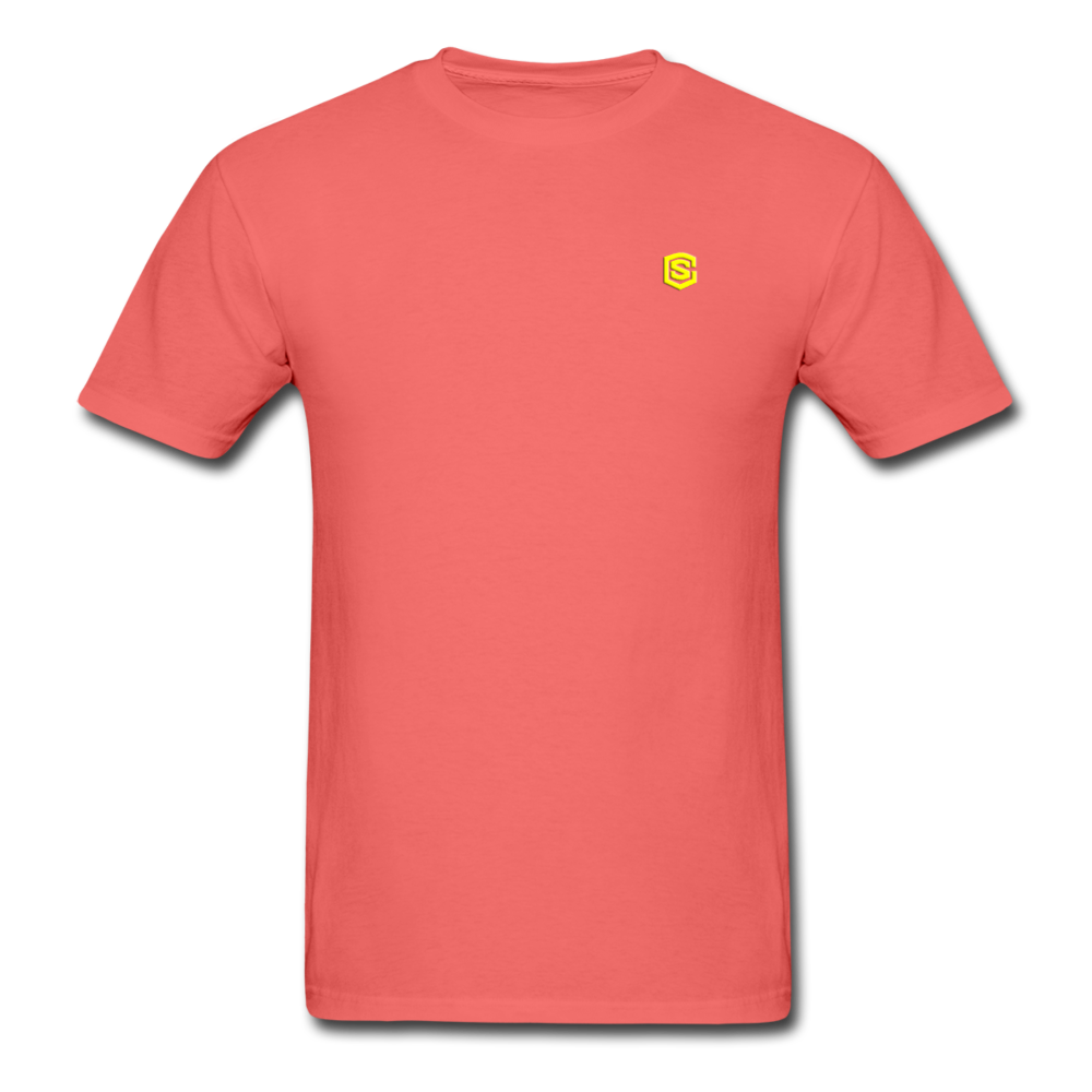 Unisex ComfortWash Garment Dyed T-Shirt WITH YELLOW LOGO - coral