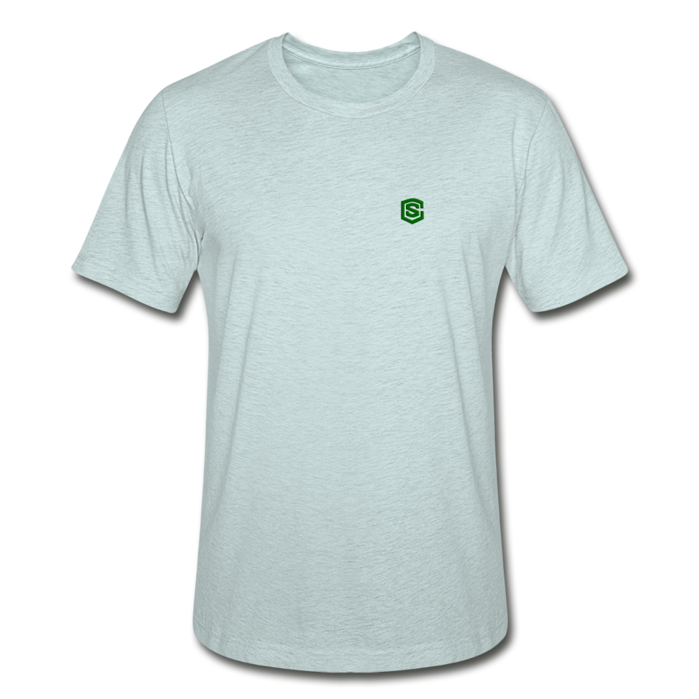 Unisex Heather Prism T-Shirt WITH GREEN LOGO - heather prism ice blue