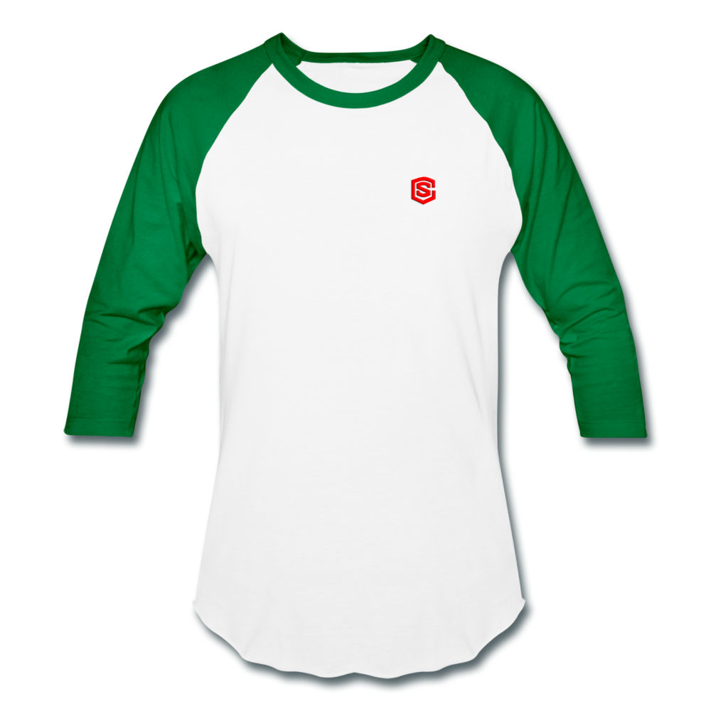 Baseball T-Shirt WITH RED LOGO - white/kelly green