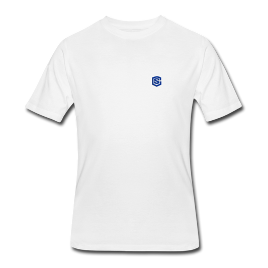 Men’s 50/50 T-Shirt WITH  BLUE  LOGO - white