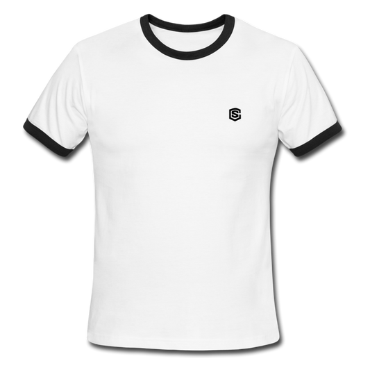 Men's Ringer T-Shirt WITH BLACK  LOGO - white/black
