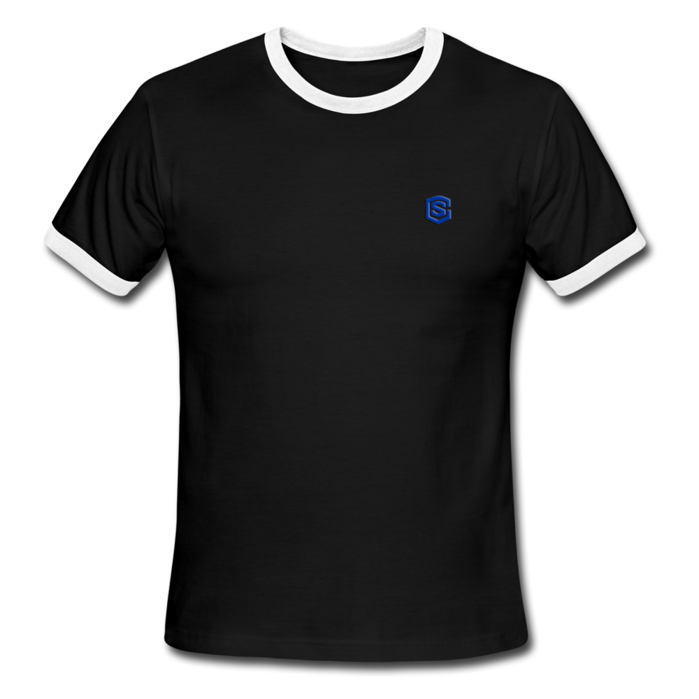 Men's Ringer T-Shirt WITH BLUE LOGO - black/white