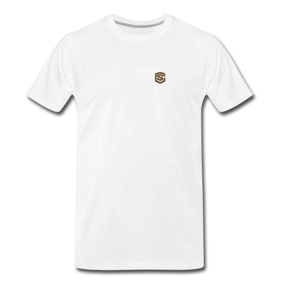 Men’s Premium Organic T-Shirt WITH BROWN LOGO - white