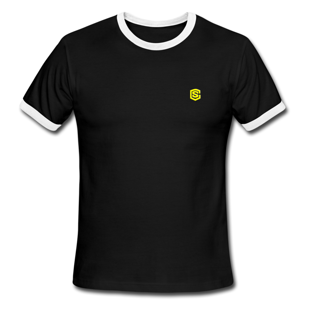 Men's Ringer T-Shirt WITH YELLOW  LOGO - black/white