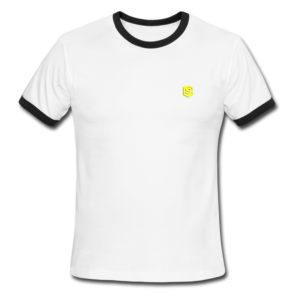 Men's Ringer T-Shirt WITH YELLOW  LOGO - white/black