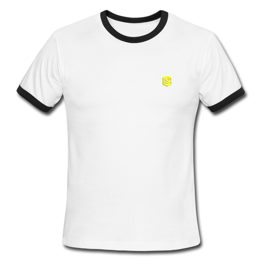 Men's Ringer T-Shirt WITH YELLOW  LOGO - white/black