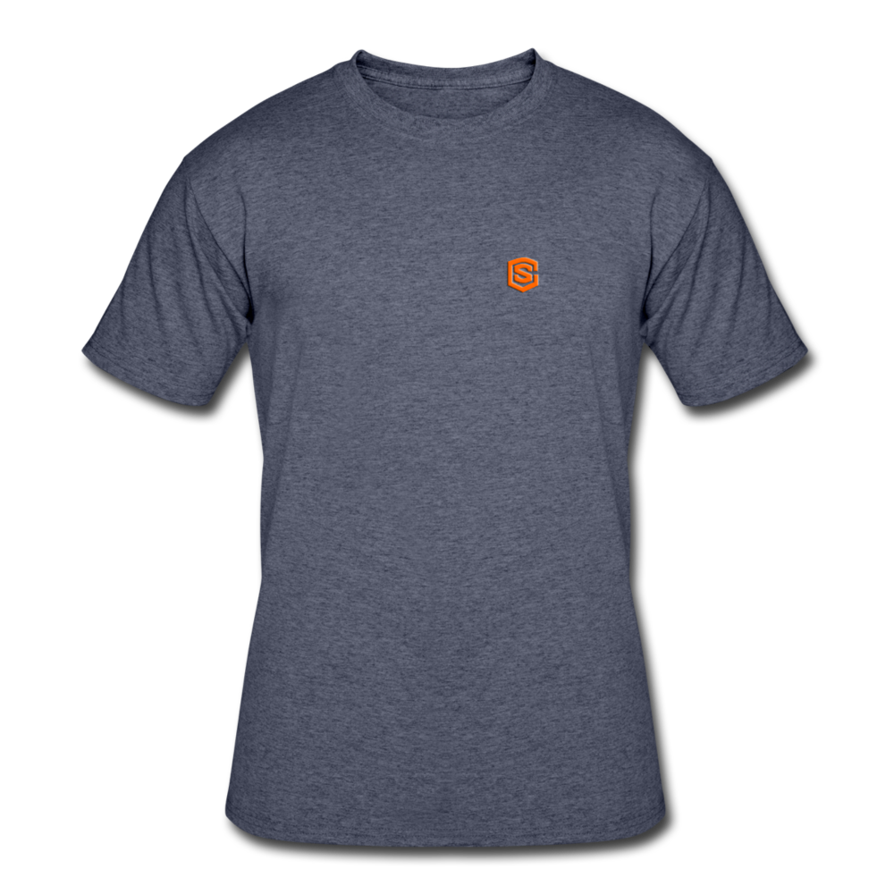 Men’s 50/50 T-Shirt WITH ORANGE  LOGO - navy heather