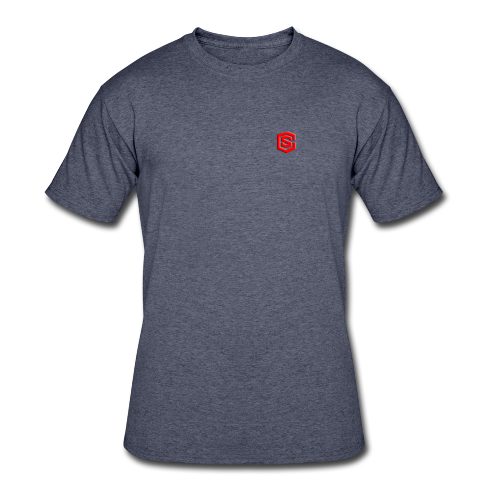 Men’s 50/50 T-Shirt WITH RED LOGO - navy heather