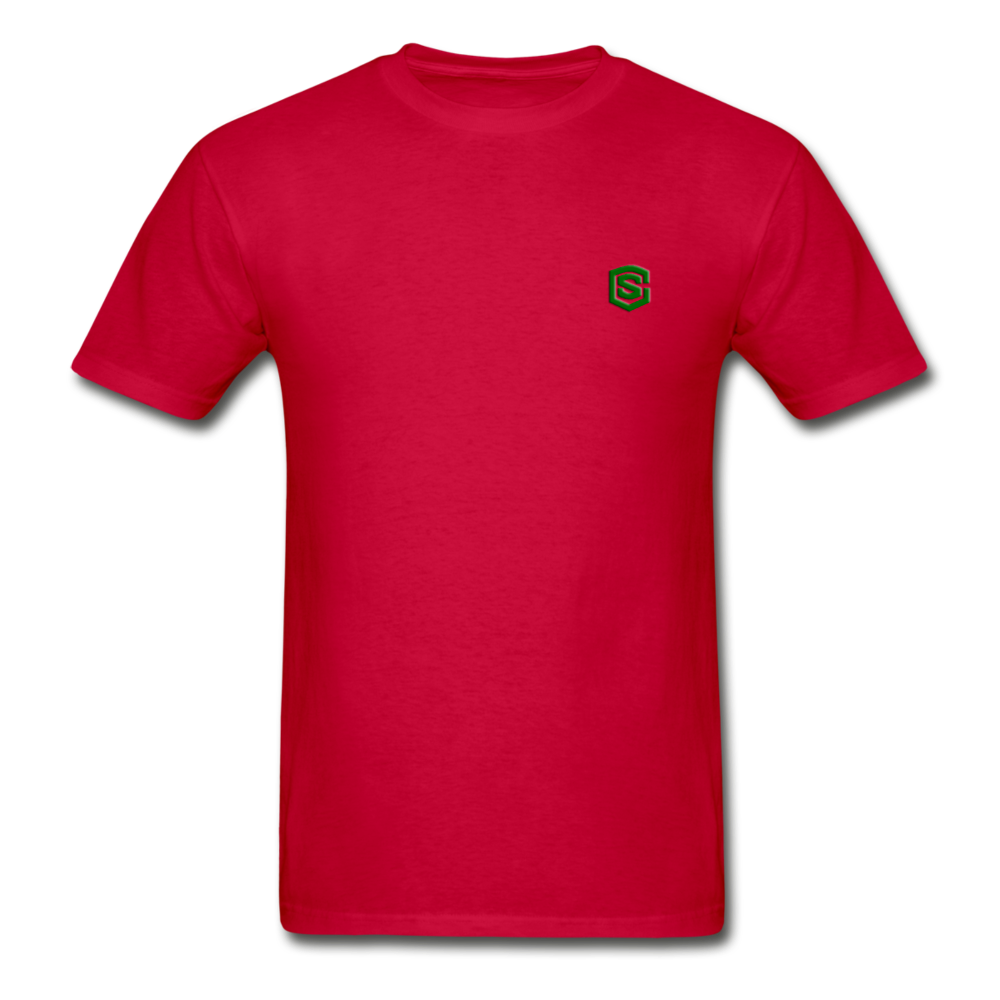 Hanes Adult Tagless T-Shirt WITH GREEN LOGO - red