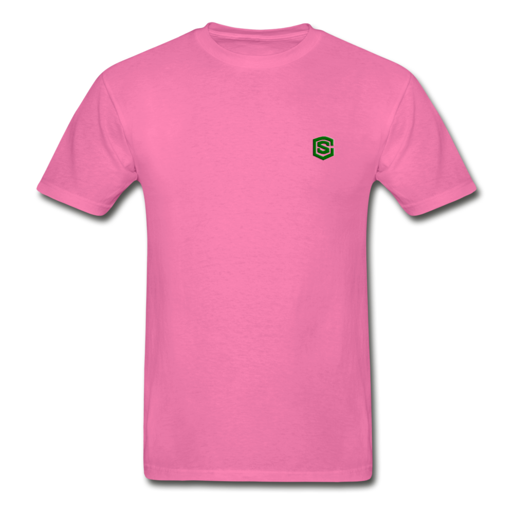Hanes Adult Tagless T-Shirt WITH GREEN LOGO - hot pink