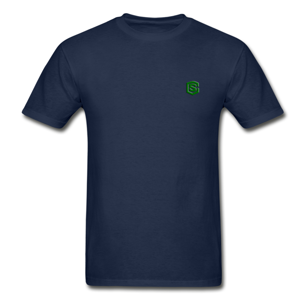 Hanes Adult Tagless T-Shirt WITH GREEN LOGO - navy
