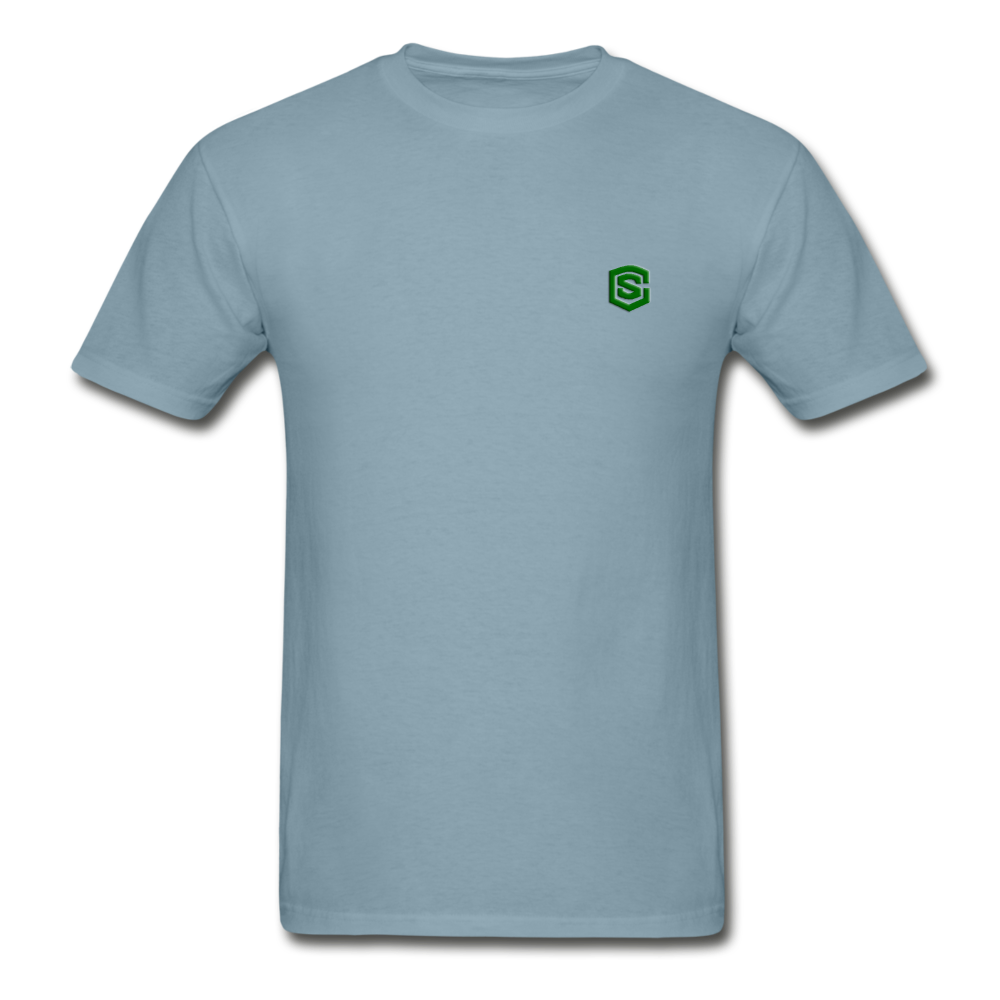 Hanes Adult Tagless T-Shirt  WITH GREEN  LOGO - stonewash blue