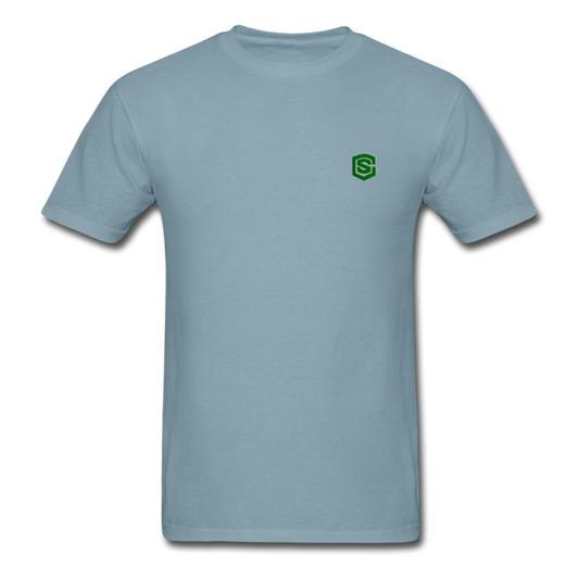 Hanes Adult Tagless T-Shirt  WITH GREEN  LOGO - stonewash blue
