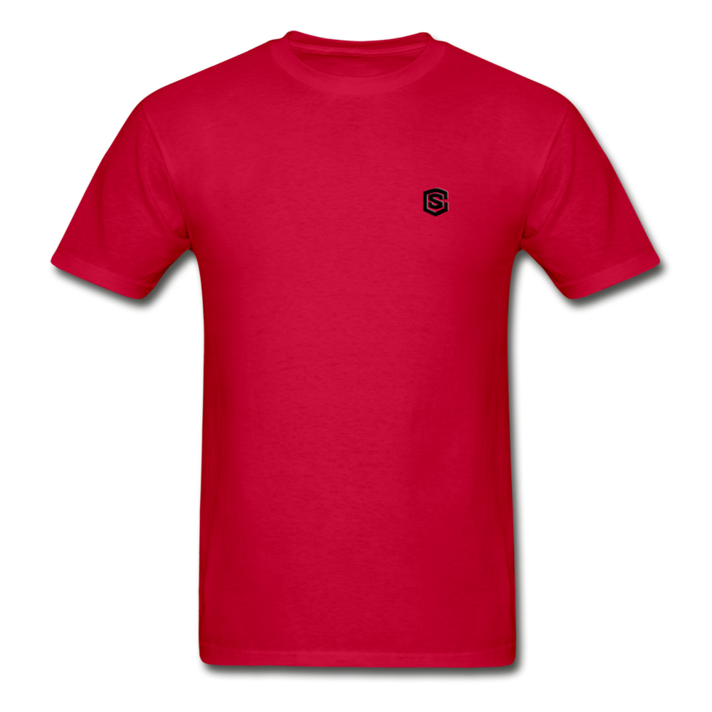 Hanes Adult Tagless T-Shirt WITH BLACK  LOGO - red
