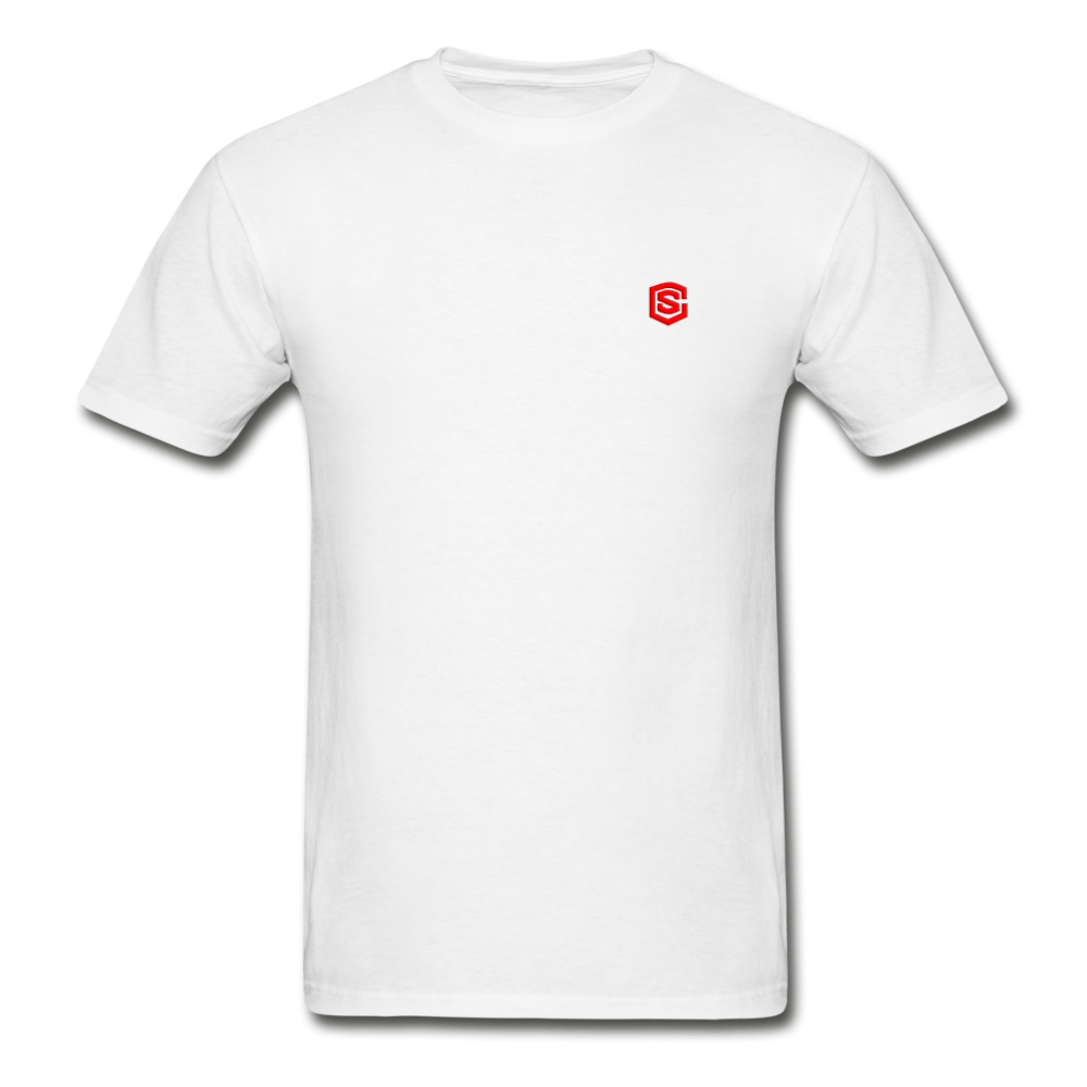 Hanes Adult Tagless T-Shirt  WITH RED  LOGO - white