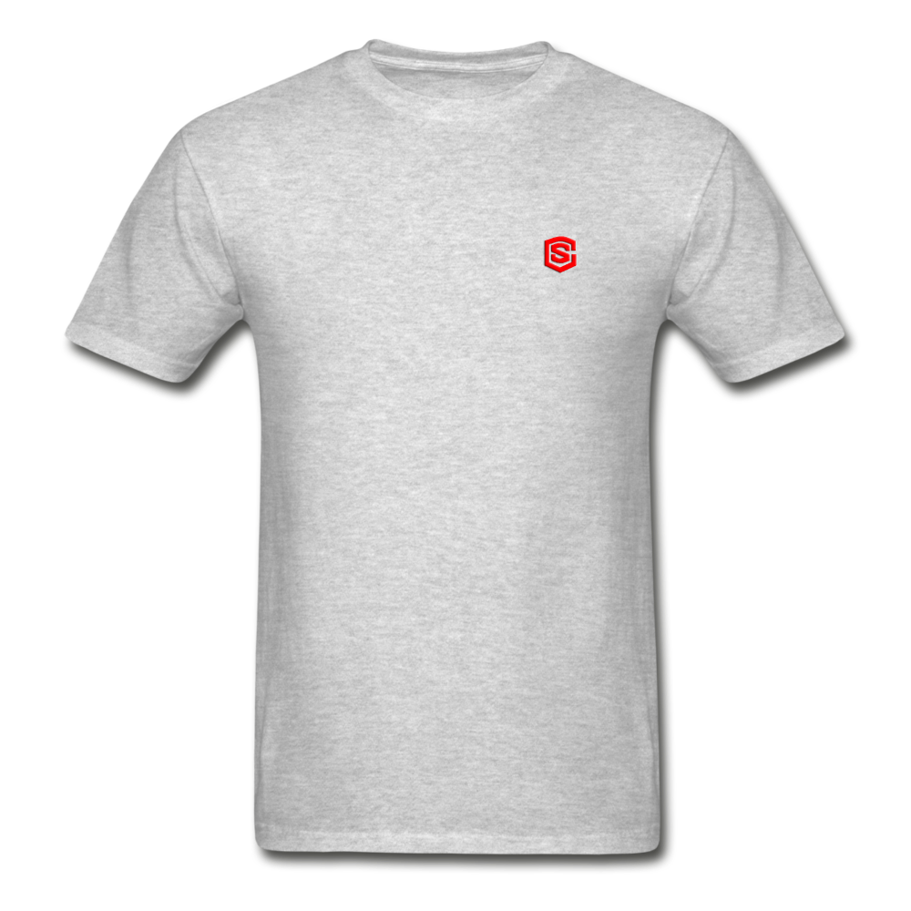 Hanes Adult Tagless T-Shirt  WITH RED  LOGO - heather gray