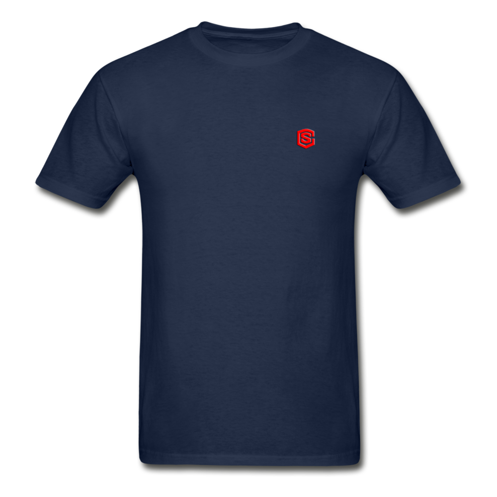 Hanes Adult Tagless T-Shirt  WITH RED  LOGO - navy