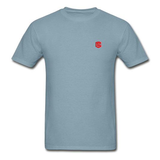 Hanes Adult Tagless T-Shirt  WITH RED  LOGO - stonewash blue