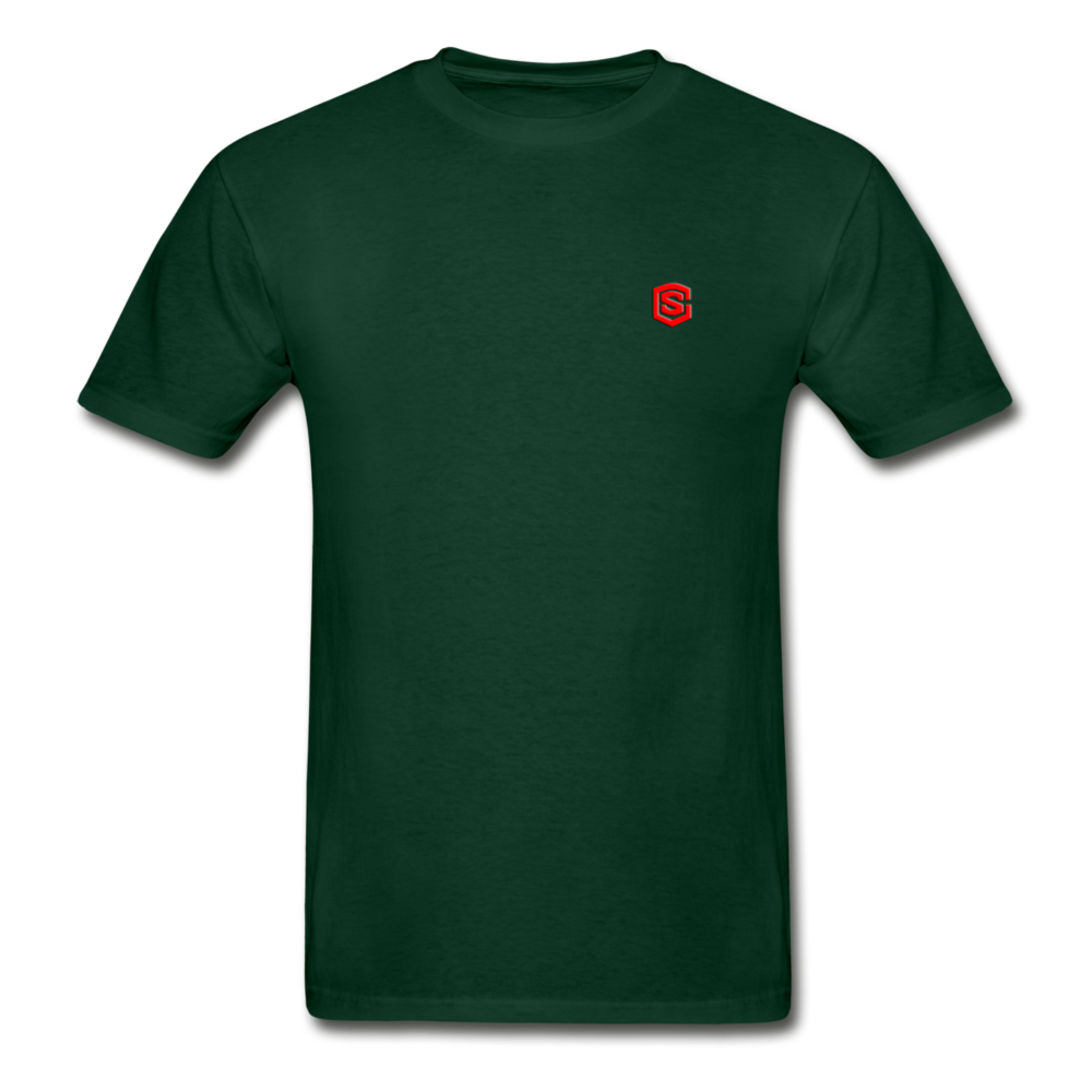 Hanes Adult Tagless T-Shirt  WITH RED  LOGO - forest green