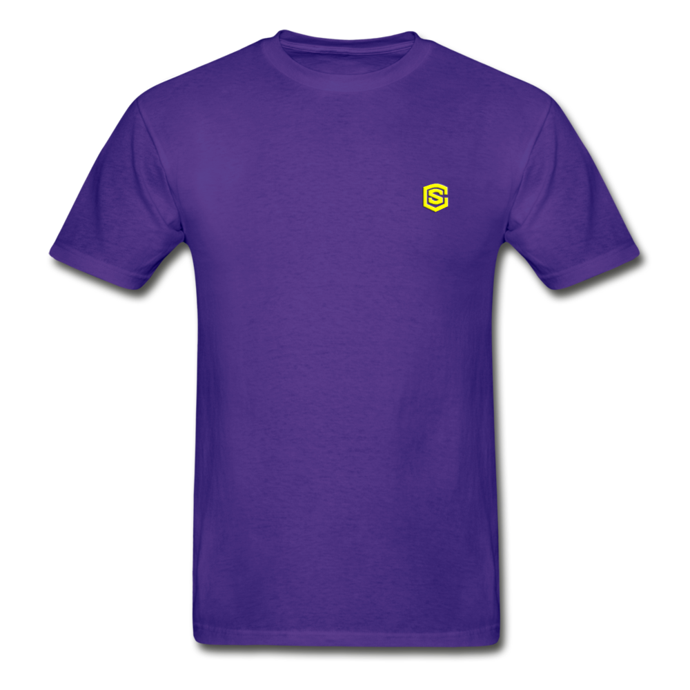 Hanes Adult Tagless T-Shirt  WITH  YELLOW  LOGO - purple