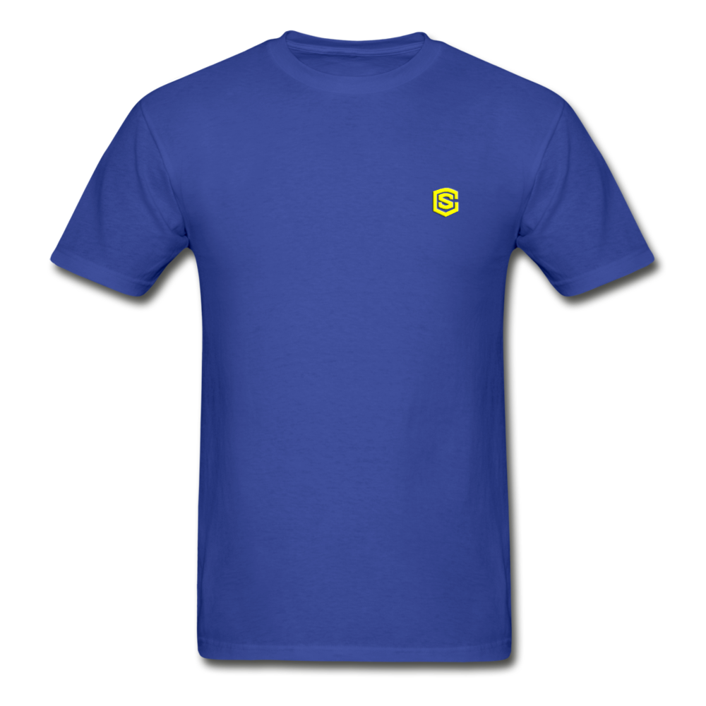 Hanes Adult Tagless T-Shirt  WITH  YELLOW  LOGO - royal blue