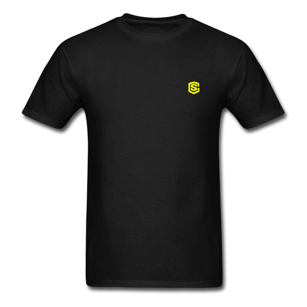 Hanes Adult Tagless T-Shirt  WITH  YELLOW  LOGO - black