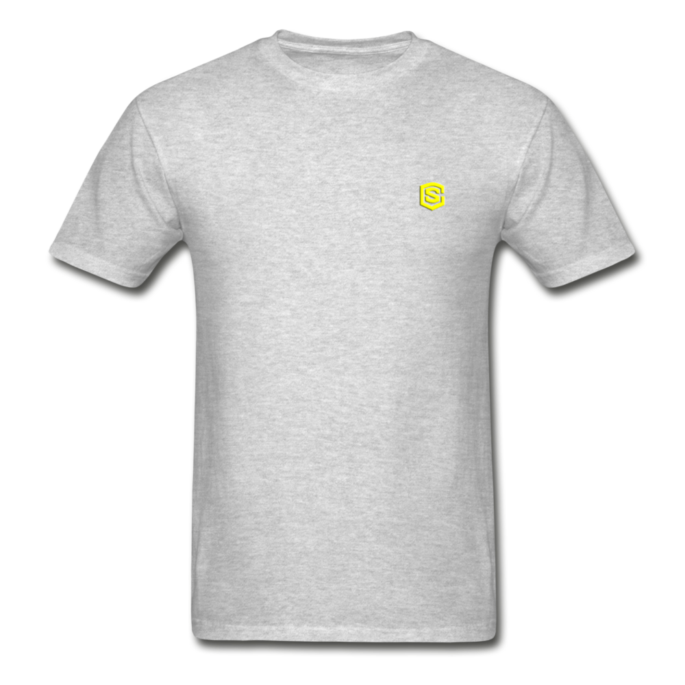 Hanes Adult Tagless T-Shirt  WITH  YELLOW  LOGO - heather gray