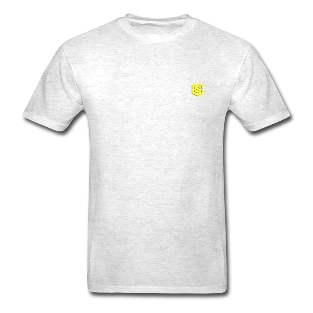 Hanes Adult Tagless T-Shirt  WITH  YELLOW  LOGO - light heather gray