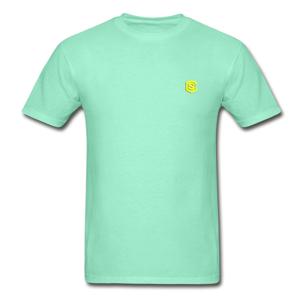 Hanes Adult Tagless T-Shirt  WITH  YELLOW  LOGO - deep mint