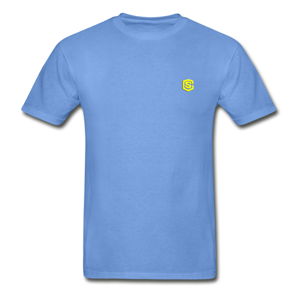 Hanes Adult Tagless T-Shirt  WITH  YELLOW  LOGO - carolina blue