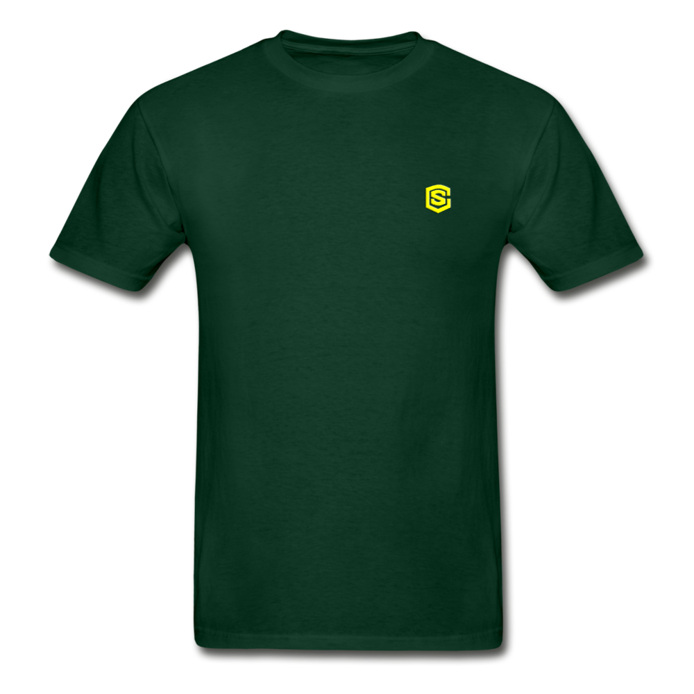 Hanes Adult Tagless T-Shirt  WITH  YELLOW  LOGO - forest green
