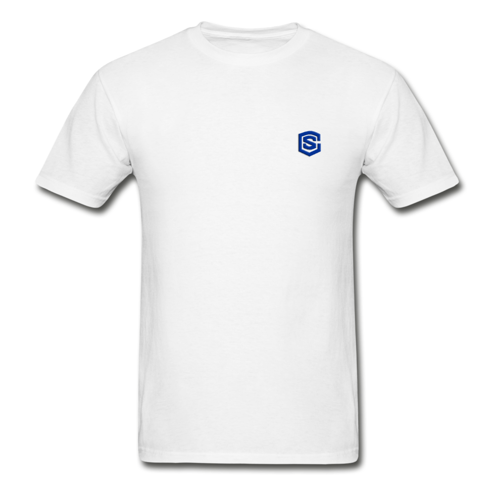 Hanes Adult Tagless T-Shirt  WITH BLUE  LOGO - white