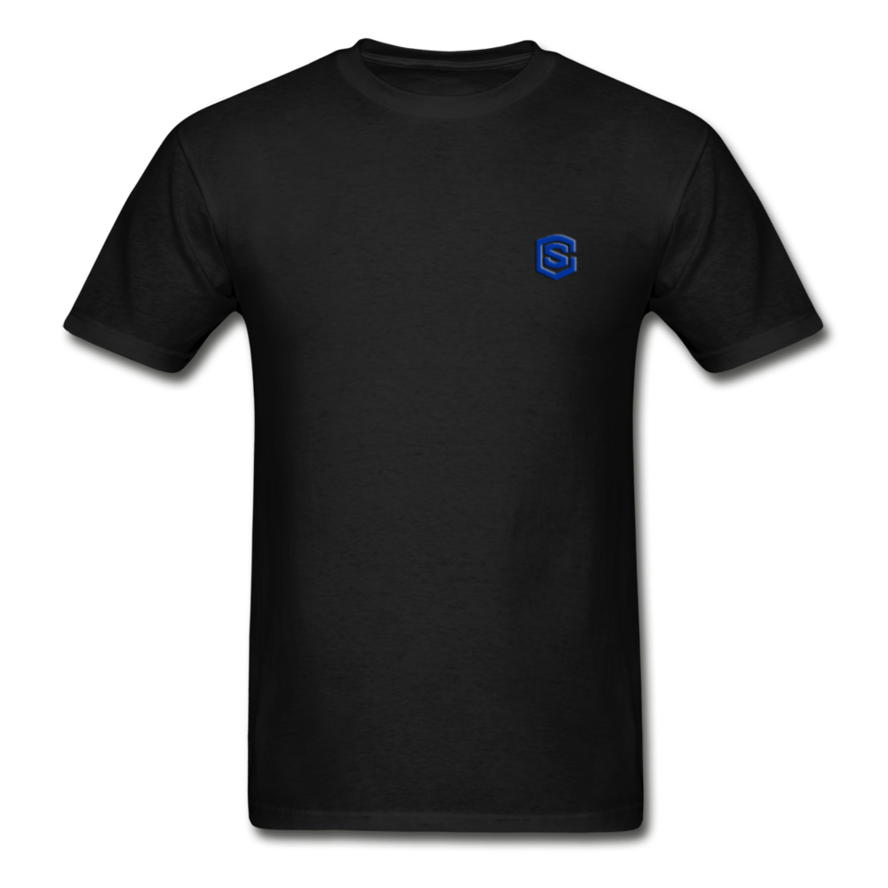 Hanes Adult Tagless T-Shirt  WITH BLUE  LOGO - black
