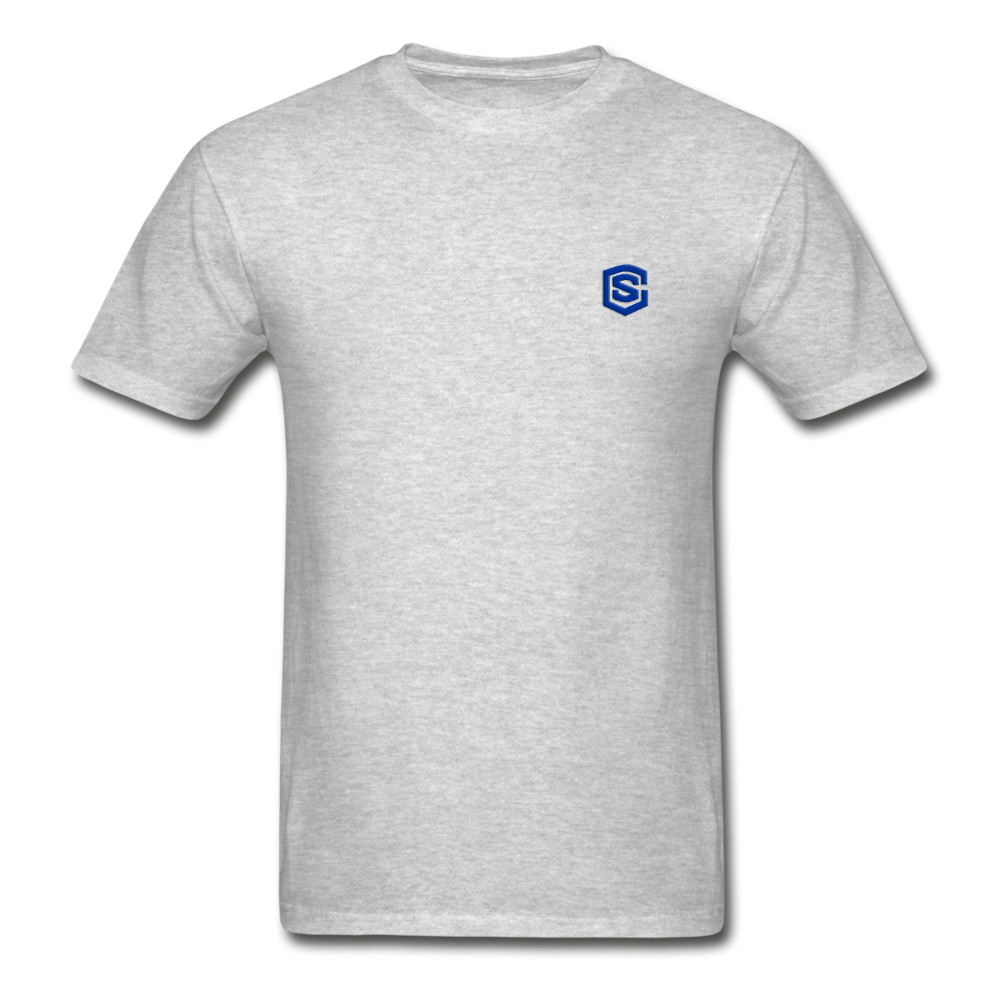Hanes Adult Tagless T-Shirt  WITH BLUE  LOGO - heather gray