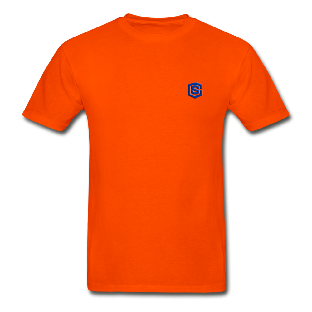 Hanes Adult Tagless T-Shirt  WITH BLUE  LOGO - orange